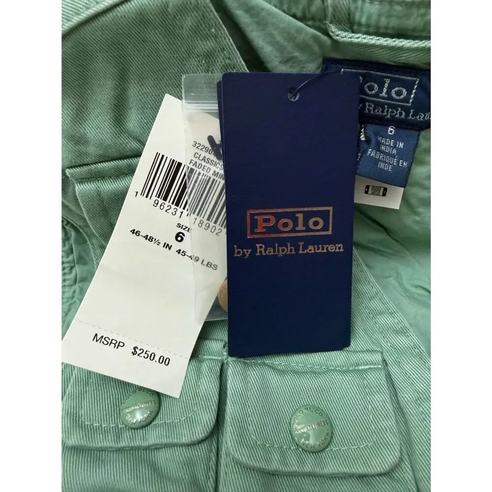 Polo Ralph Lauren Boys Size 6 Mint Green Key West Fishing Utility Vest NWT Rare
